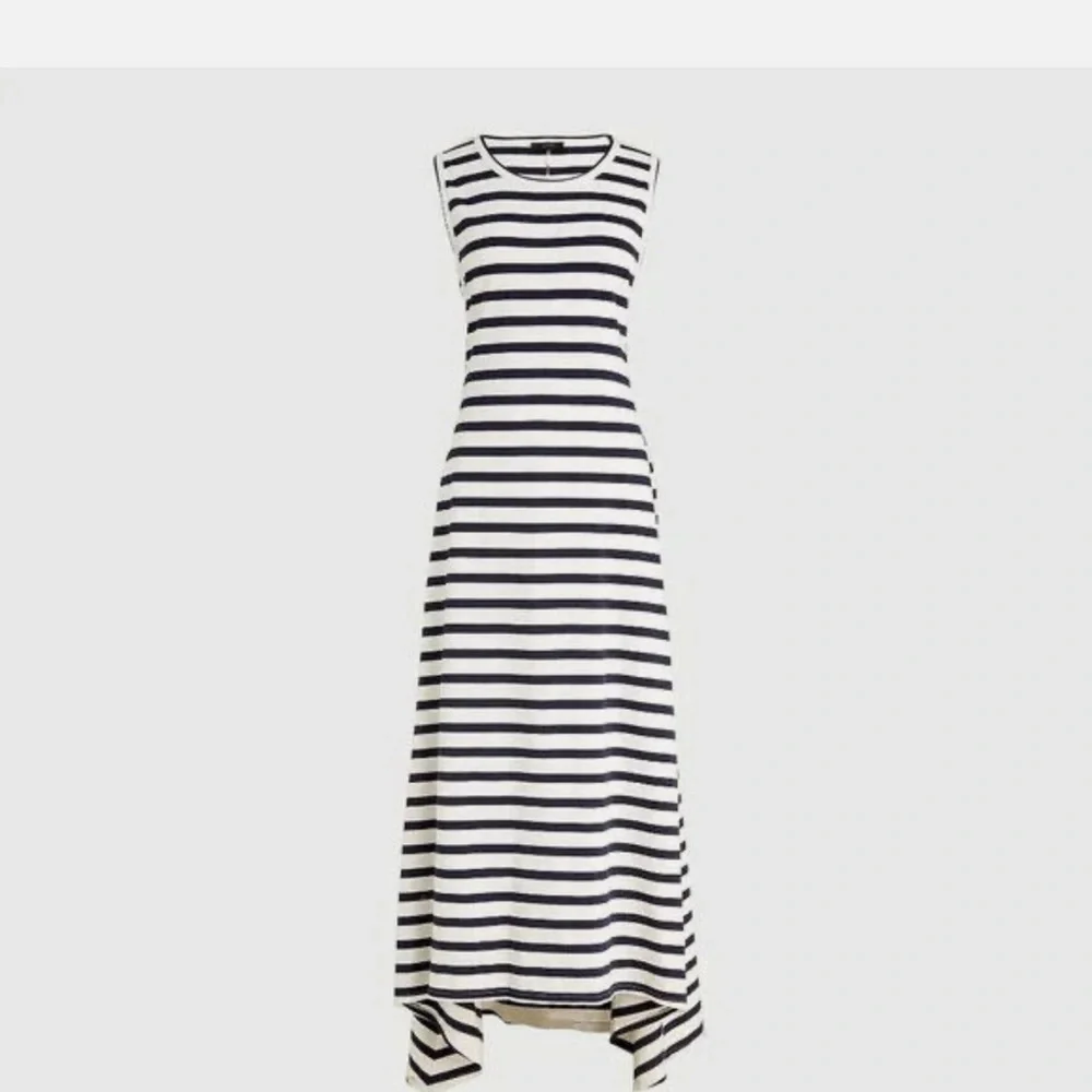Navy and White Striped Sleeveless Dress - Picture 2 of 9
